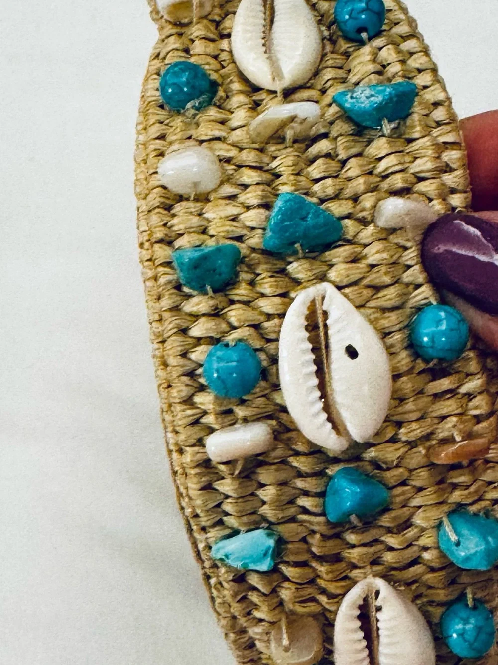 Turquoise Bead Embellished Woven Headband - Women Accessories